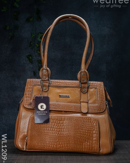 Croc-Texture Leather Handbag - Wl1209 Yellow Handbags