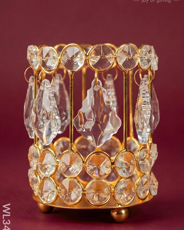 Crystal Candle Holder - Gold Finish - WL3423 - Candles & Votives RG