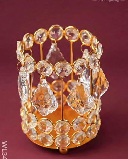 Crystal Candle Holder - Gold Finish - WL3423 - Candles & Votives RG