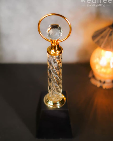 Crystal & Metal Trophy With Wooden Stand - Bcg0188 Branding