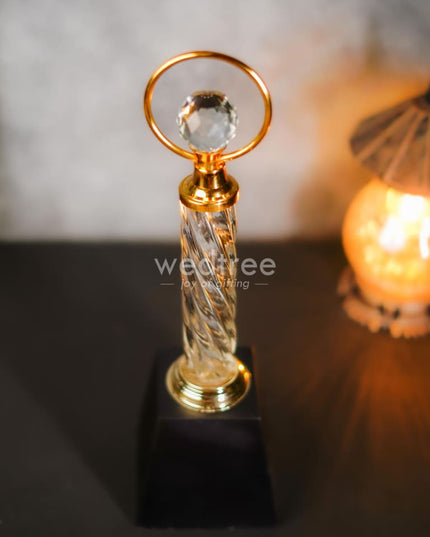 Crystal & Metal Trophy With Wooden Stand - Bcg0188 Branding