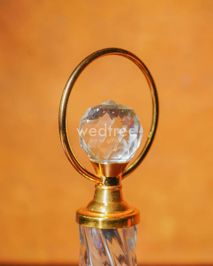 Crystal & Metal Trophy With Wooden Stand - Bcg0188 Branding