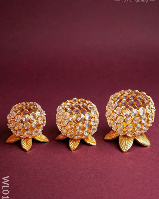 Crystal T light holder - set of 3 - WL0122 - Crystal gifts