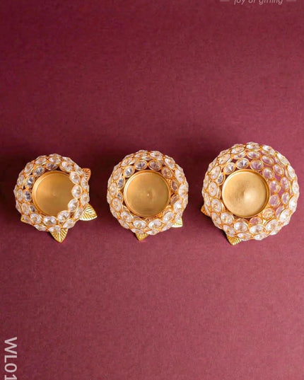 Crystal T light holder - set of 3 - WL0122 - Crystal gifts
