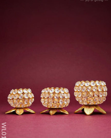 Crystal T light holder - set of 3 - WL0122 - Crystal gifts