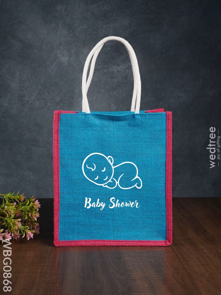 Customizable Baby Shower Jute Bag - 10 Inch Wbg0868 Bags