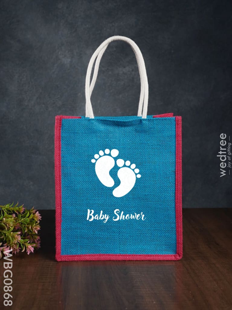 Customizable Baby Shower Jute Bag - 10 Inch Wbg0868 Bags