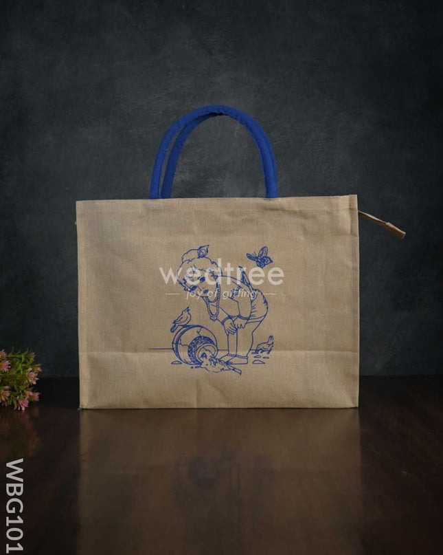 Customizable Printed Juco Bag - Butter Krishna Wbg1013 Jute Bags