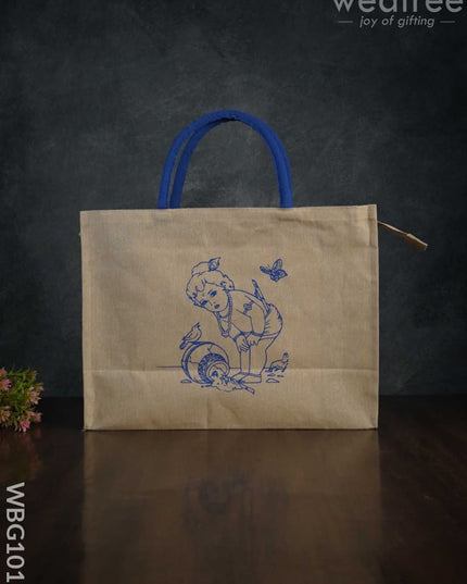 Customizable Printed Juco Bag - Butter Krishna Wbg1013 Jute Bags