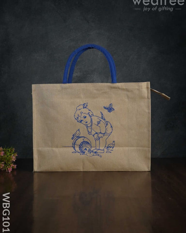 Customizable Printed Juco Bag - Butter Krishna Wbg1013 Jute Bags
