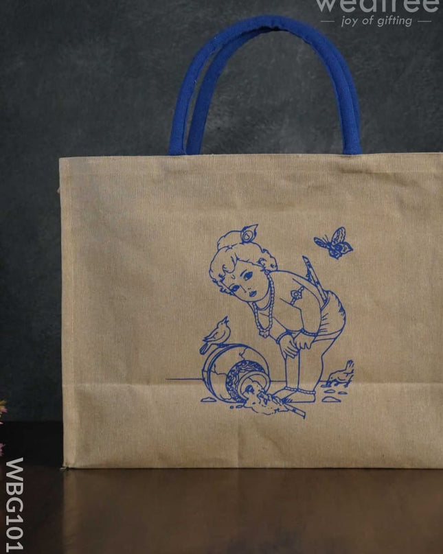 Customizable Printed Juco Bag - Butter Krishna Wbg1013 Jute Bags