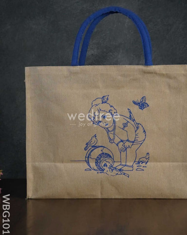 Customizable Printed Juco Bag - Butter Krishna Wbg1013 Jute Bags