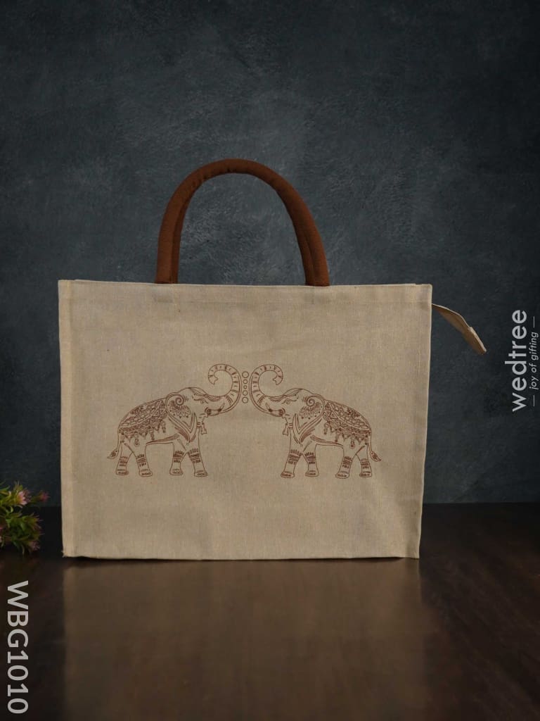 Customizable Printed Juco Bag - Elephants Wbg1010 Jute Bags