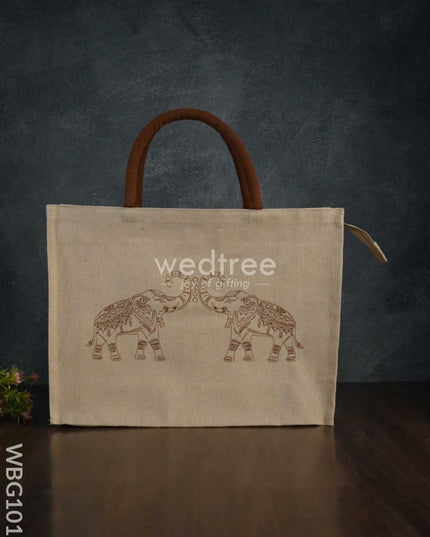 Customizable Printed Juco Bag - Elephants Wbg1010 Jute Bags