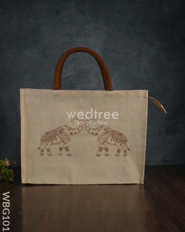 Customizable Printed Juco Bag - Elephants Wbg1010 Jute Bags