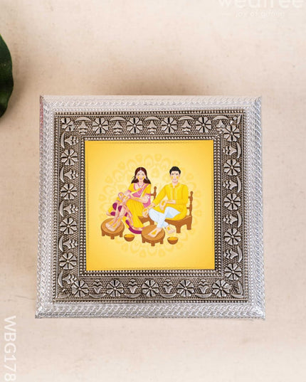 Customized - Meenakari Dry Fruit Box - 6x6 inch - Baby Shower - WBG1781 - Dry Fruit Box RG
