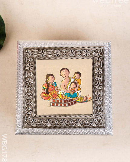 Customized - Meenakari Dry Fruit Box - 6x6 inch - Baby Shower - WBG1781 - Dry Fruit Box RG