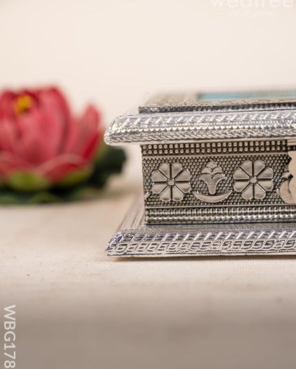 Customized - Meenakari Dry Fruit Box - 6x6 inch - Baby Shower - WBG1781 - Dry Fruit Box RG