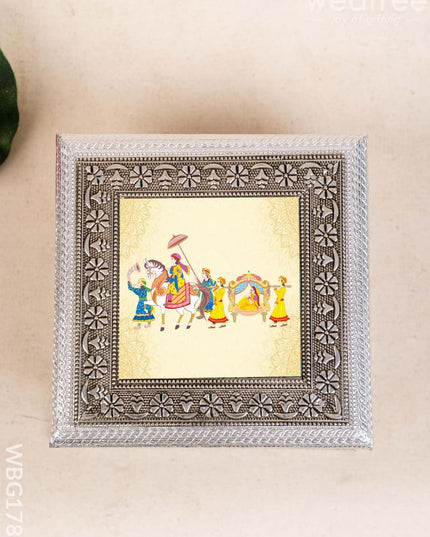 Customized - Meenakari Dry Fruit Box - 6x6 inch - Baby Shower - WBG1781 - Dry Fruit Box RG
