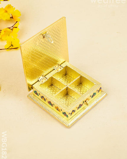 Customized - Meenakari Dry Fruit Box - 6x6 inch - Gold - WBG1824 - Dry Fruit Box RG