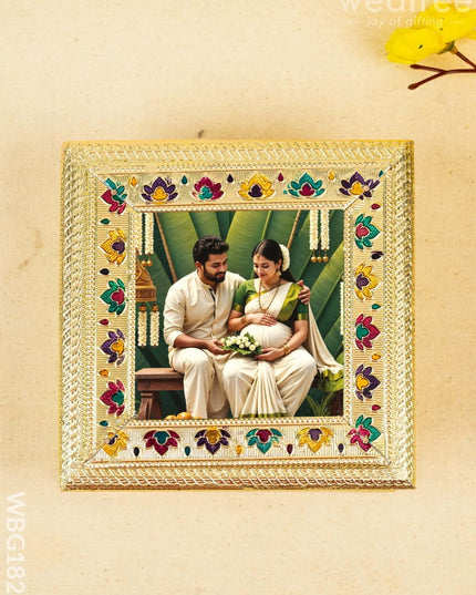 Customized - Meenakari Dry Fruit Box - 6x6 inch - Gold - WBG1824 - Dry Fruit Box RG