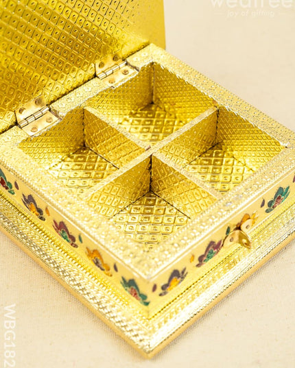Customized - Meenakari Dry Fruit Box - 6x6 inch - Gold - WBG1824 - Dry Fruit Box RG