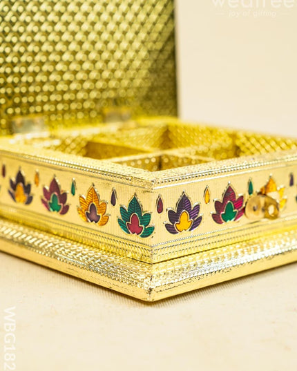 Customized - Meenakari Dry Fruit Box - 6x6 inch - Gold - WBG1824 - Dry Fruit Box RG