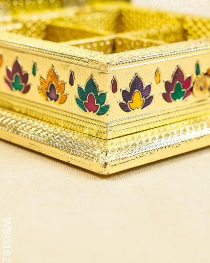 Customized - Meenakari Dry Fruit Box - 6x6 inch - Gold - WBG1824 - Dry Fruit Box RG