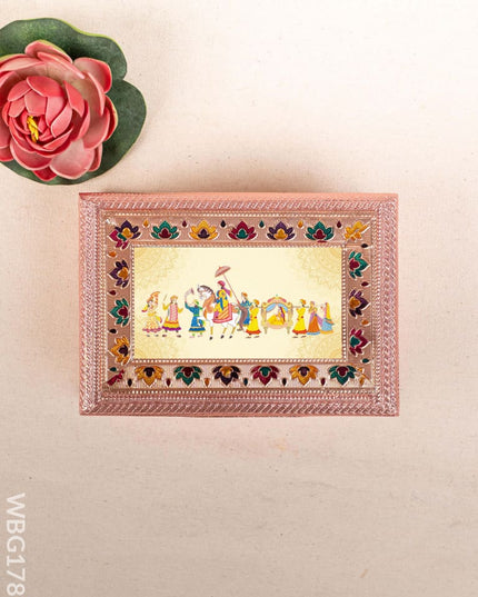 Customized - Meenakari Dry Fruit Box - 7x5 inch - Copper - WBG1782 - Dry Fruit Box RG