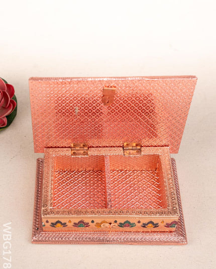 Customized - Meenakari Dry Fruit Box - 7x5 inch - Copper - WBG1782 - Dry Fruit Box RG