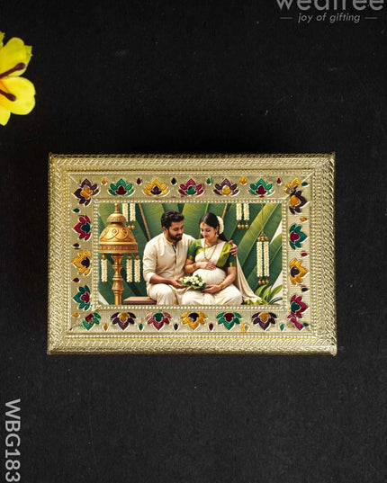 Customized - Meenakari Dry Fruit Box - 7x5 inch - Gold - WBG1838 - Dry Fruit Box RG
