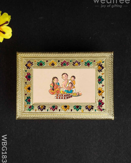 Customized - Meenakari Dry Fruit Box - 7x5 inch - Gold - WBG1838 - Dry Fruit Box RG