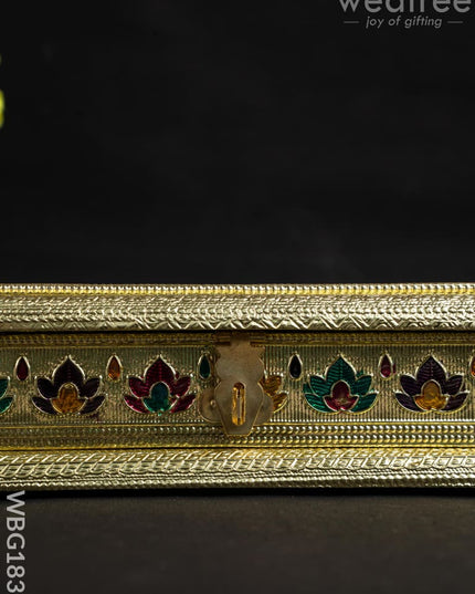 Customized - Meenakari Dry Fruit Box - 7x5 inch - Gold - WBG1838 - Dry Fruit Box RG