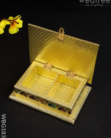 Customized - Meenakari Dry Fruit Box - 7x5 inch - Gold - WBG1838 - Dry Fruit Box RG