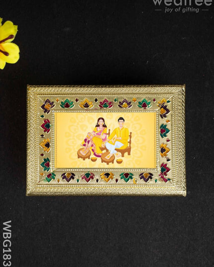 Customized - Meenakari Dry Fruit Box - 7x5 inch - Gold - WBG1838 - Dry Fruit Box RG