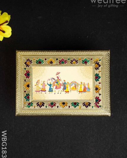 Customized - Meenakari Dry Fruit Box - 7x5 inch - Gold - WBG1838 - Dry Fruit Box RG
