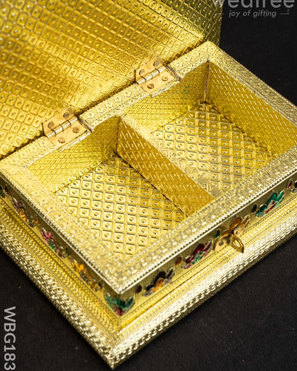 Customized - Meenakari Dry Fruit Box - 7x5 inch - Gold - WBG1838 - Dry Fruit Box RG