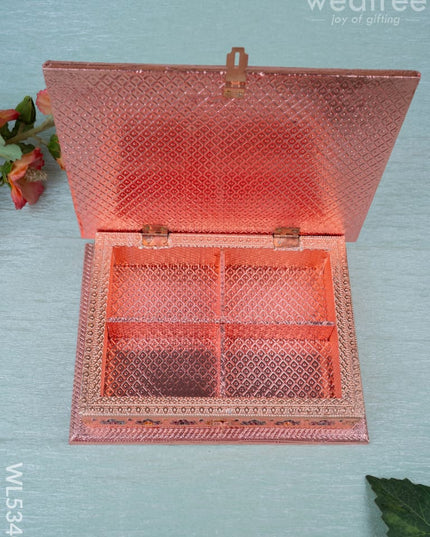 Customized - Meenakari Dry Fruit Box - 9x6 inch - Copper - WL5340 - Dry Fruit Box