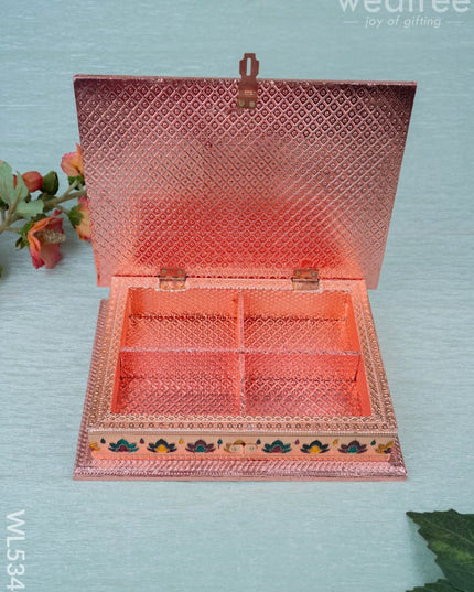 Customized - Meenakari Dry Fruit Box - 9x6 inch - Copper - WL5340 - Dry Fruit Box