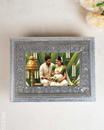 Customized - Meenakari Dry Fruit Box - 9x7 inch - Silver - WL5354 - Dry Fruit Box