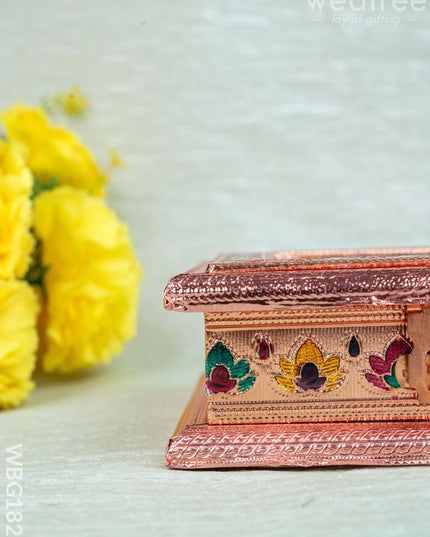 Customized - Meenakari Dry Fruit Box - Copper - 6x6 inch - WBG1825 - Dry Fruit Box RG