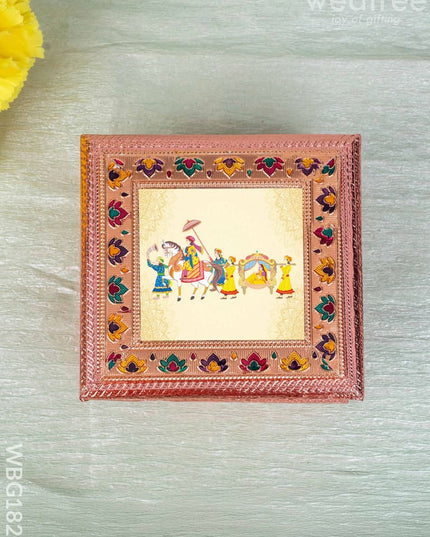Customized - Meenakari Dry Fruit Box - Copper - 6x6 inch - WBG1825 - Dry Fruit Box RG