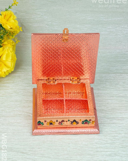 Customized - Meenakari Dry Fruit Box - Copper - 6x6 inch - WBG1825 - Dry Fruit Box RG