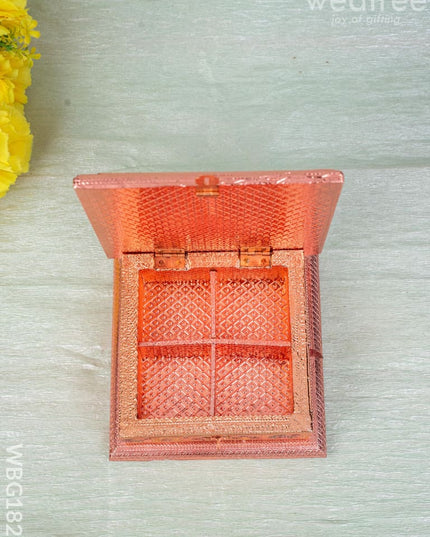 Customized - Meenakari Dry Fruit Box - Copper - 6x6 inch - WBG1825 - Dry Fruit Box RG