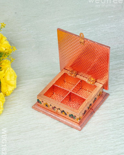 Customized - Meenakari Dry Fruit Box - Copper - 6x6 inch - WBG1825 - Dry Fruit Box RG