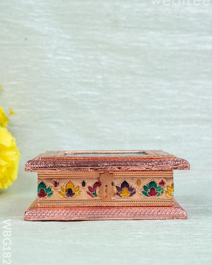 Customized - Meenakari Dry Fruit Box - Copper - 6x6 inch - WBG1825 - Dry Fruit Box RG