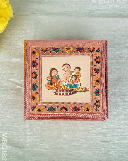 Customized - Meenakari Dry Fruit Box - Copper - 6x6 inch - WBG1825 - Dry Fruit Box RG