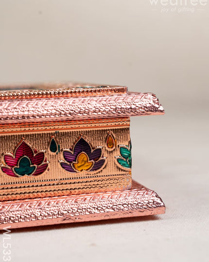 Customized - Meenakari Dry Fruit Box - Copper - 8x8 inch - WL5339 - Dry Fruit Box