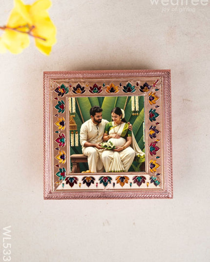 Customized - Meenakari Dry Fruit Box - Copper - 8x8 inch - WL5339 - Dry Fruit Box