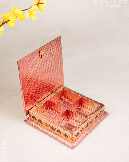 Customized - Meenakari Dry Fruit Box - Copper - 8x8 inch - WL5339 - Dry Fruit Box